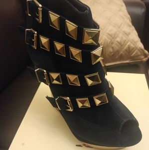 Navy Blue Never Worn Open Toe Booties